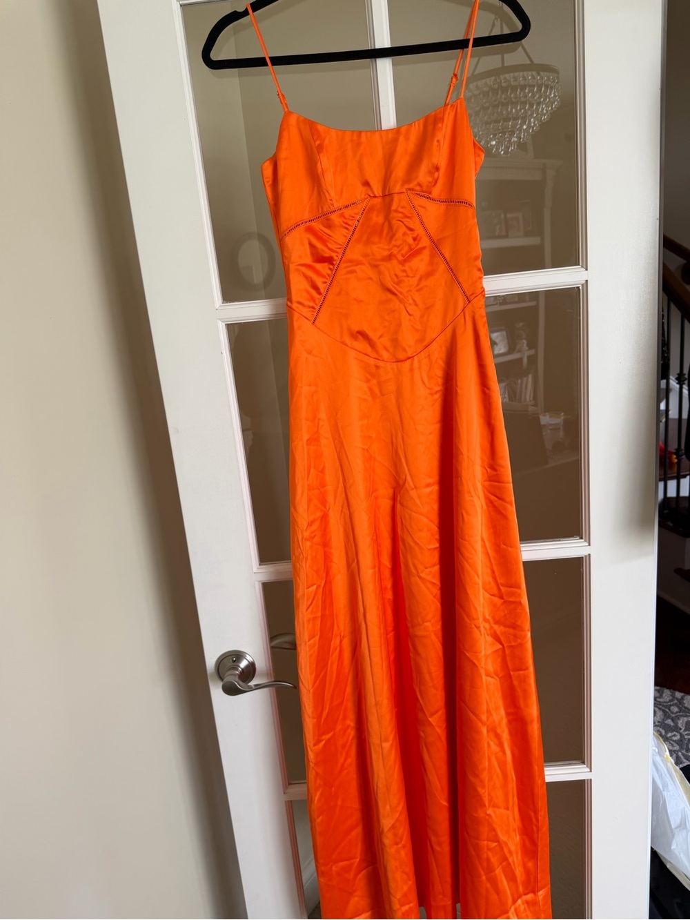 Fashion Nova Orange Satin Spaghetti-Strap Maxi Dress